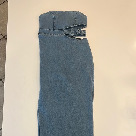 Blue Denim Strapless Dress - Picture 2 of 5